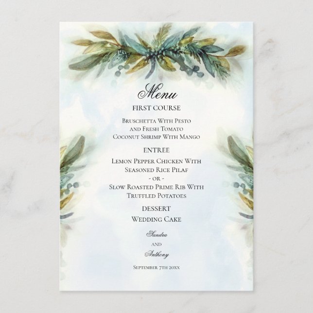 Greenery Elegant Wedding Menu (Front)