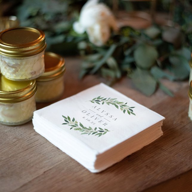 Greenery Elegant Wedding Napkins (Creator Uploaded)