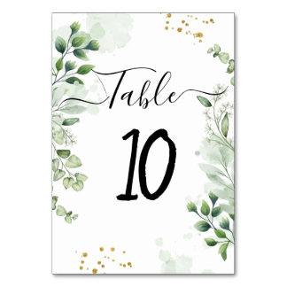 Greenery Elegant Wedding Place Cards Table Number