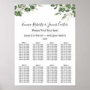 Greenery Elegant Wedding Seating Chart