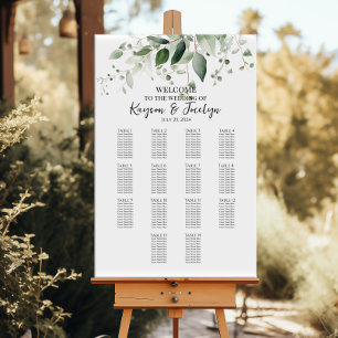 Greenery elegant wedding seating chart 14 tables