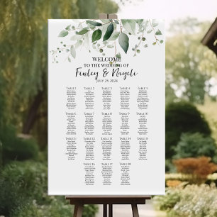 Greenery elegant wedding seating chart 18 tables