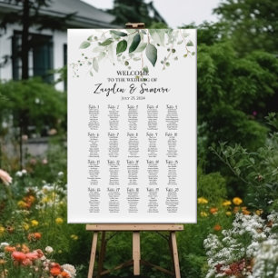 Greenery elegant wedding seating chart 20 tables