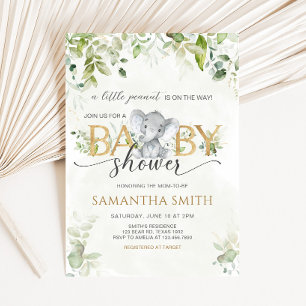 Greenery Elephant Baby Shower Invitation