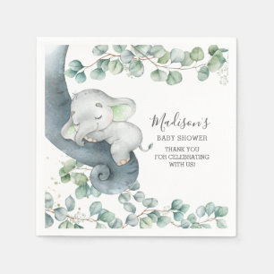 Greenery Elephant Gender Neutral Baby Shower  Napkin