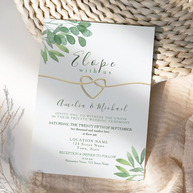 Greenery Elope Micro Wedding Invitation (Creator Uploaded)