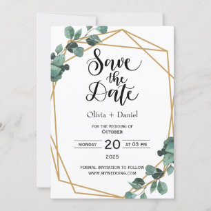 Greenery Elopement Wedding Date Invitation