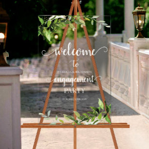 Greenery Engagement Party Welcome Acrylic Sign