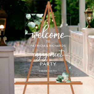 Greenery Engagement Party Welcome  Acrylic Sign