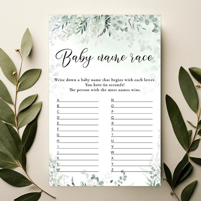 Greenery Eucalyptus Baby Name Race Game (Creator Uploaded)