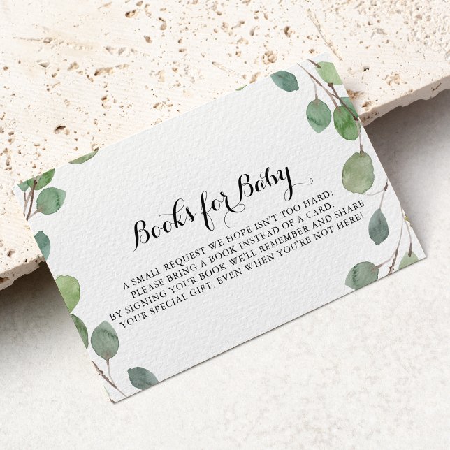 Greenery Eucalyptus Baby Shower Book Request Enclosure Card (Creator Uploaded)