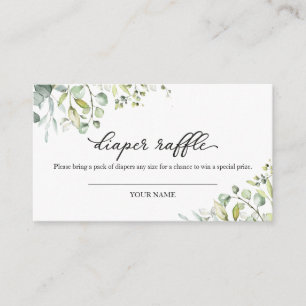 Greenery Eucalyptus Baby Shower Diaper Raffle Encl Enclosure Card