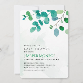 Greenery Eucalyptus Baby Shower Invitation