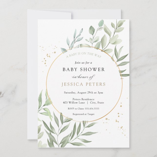Greenery Eucalyptus Baby Shower Invitation (Front)