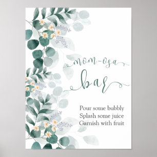 Greenery  eucalyptus baby shower momosa bar  poster