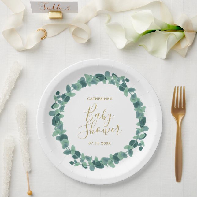 Greenery Eucalyptus Baby Shower Paper Plate (Wedding)