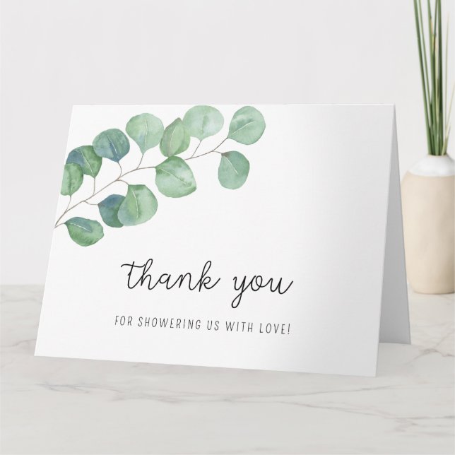 Greenery Eucalyptus - baby shower thank you  (Front)