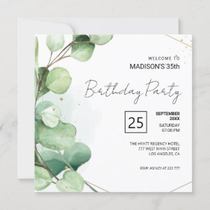 Greenery Eucalyptus Birthday Invitation
