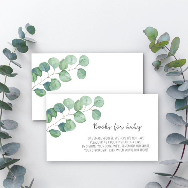 Greenery Eucalyptus - books for baby ticket Enclosure Card (Creator Uploaded)