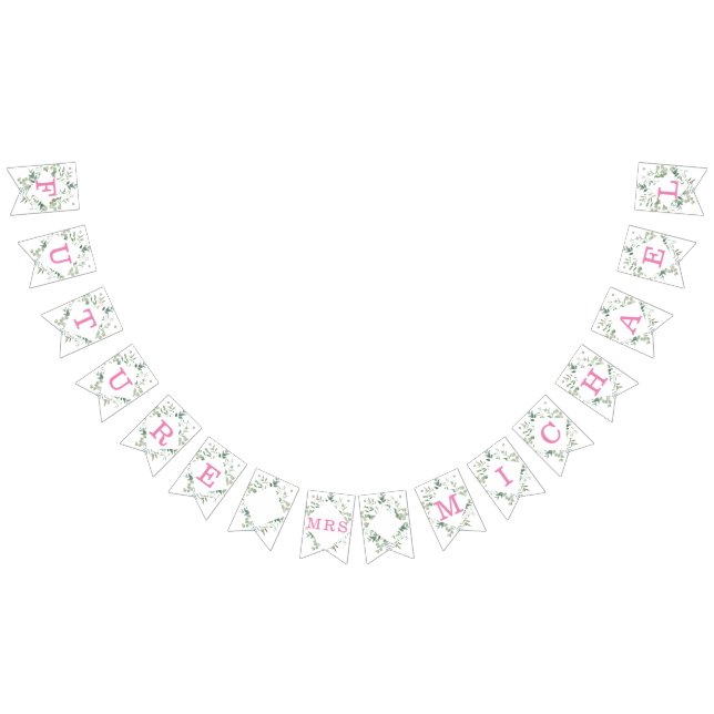 Greenery Eucalyptus Botanical Custom Bridal Shower Bunting (All)