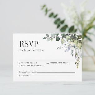Greenery Eucalyptus Botanical Elegant Wedding  RSVP Card