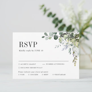 Greenery Eucalyptus Botanical Elegant Wedding  RSVP Card