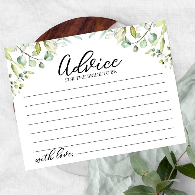 Greenery Eucalyptus Bridal Shower Advice Cards (Creator Uploaded)