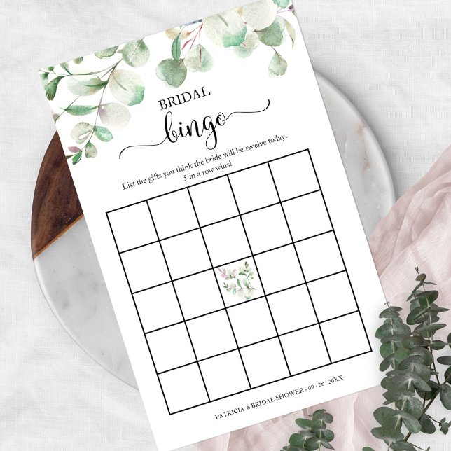 Greenery Eucalyptus Bridal Shower Bingo Flyer (Creator Uploaded)