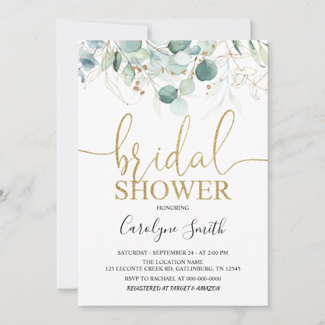 Greenery Eucalyptus Bridal Shower invitation (Front)