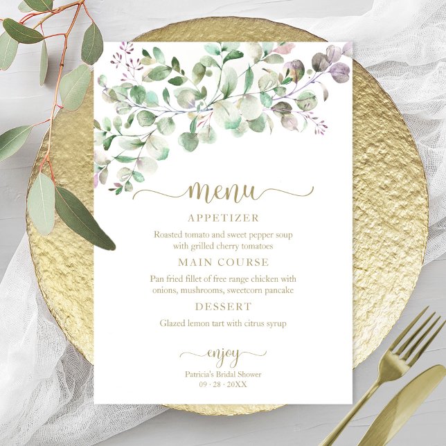 Greenery Eucalyptus Bridal Shower Menu Invitation (Creator Uploaded)