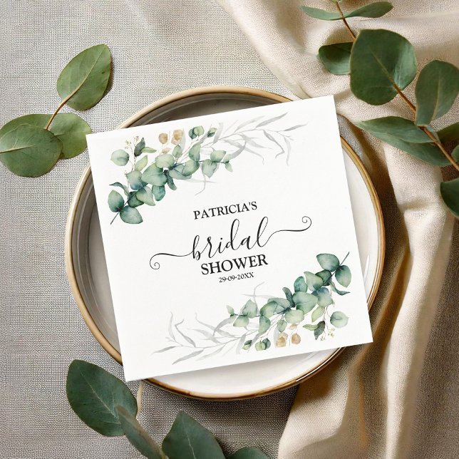 Greenery Eucalyptus Bridal Shower Napkin (Creator Uploaded)