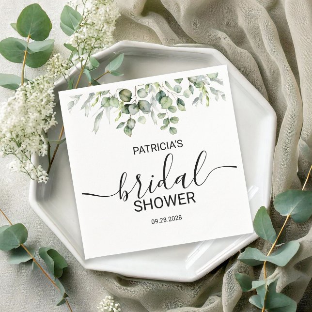 Greenery Eucalyptus Bridal Shower Napkin (Creator Uploaded)