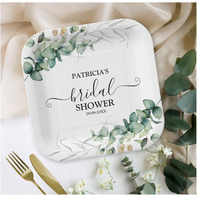 Greenery Eucalyptus Bridal Shower Paper Plate (Creator Uploaded)