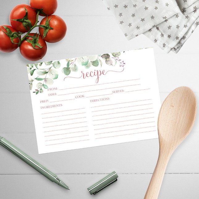 Greenery Eucalyptus Bridal Shower Recipe Cards (Creator Uploaded)