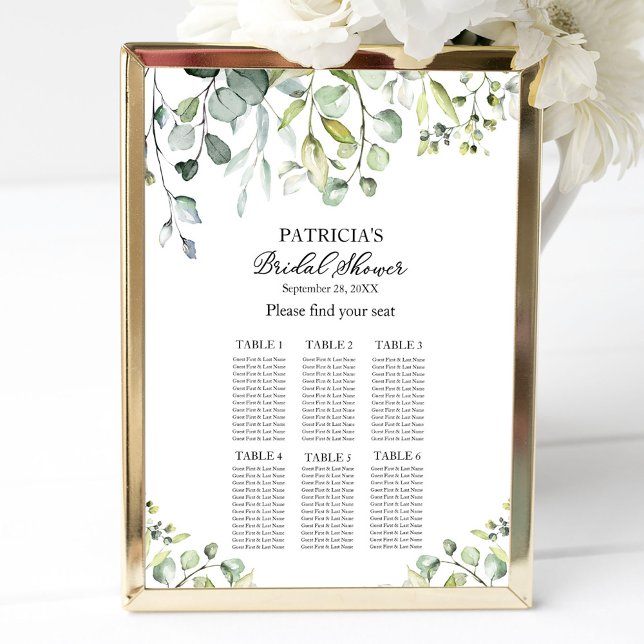 Greenery Eucalyptus Bridal Shower Seating Chart (Creator Uploaded)