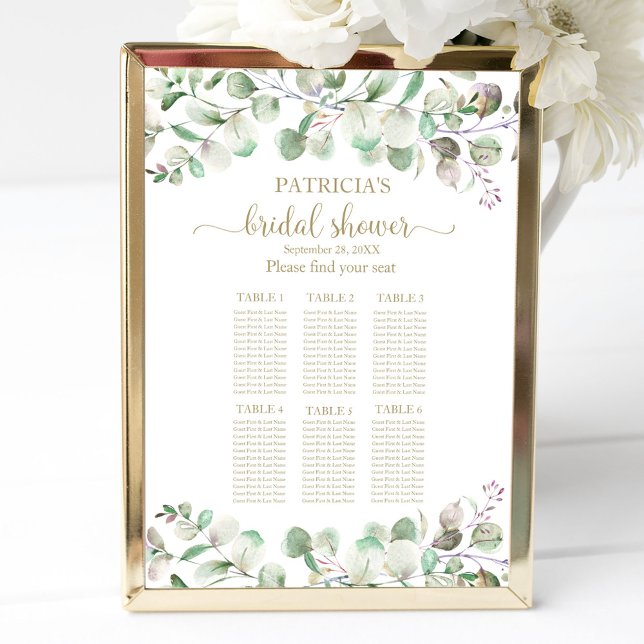 Greenery Eucalyptus Bridal Shower Seating Chart (Creator Uploaded)