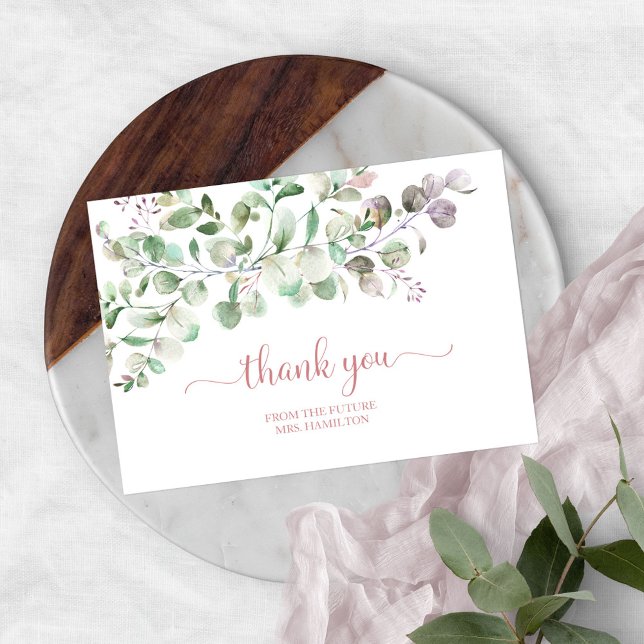 Greenery Eucalyptus Bridal Shower Thank You Card (Creator Uploaded)