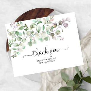 Greenery Eucalyptus Bridal Shower Thank You Postcard