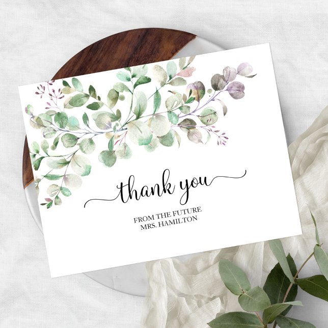 Greenery Eucalyptus Bridal Shower Thank You Postcard (Creator Uploaded)