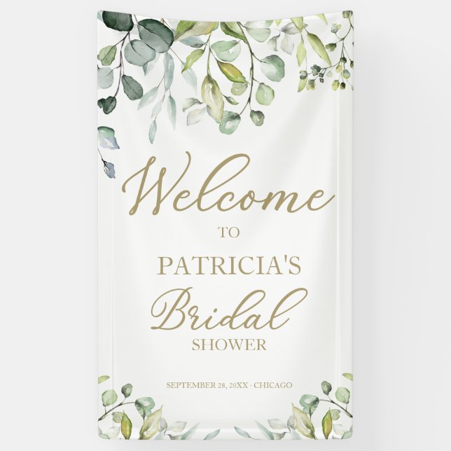 Greenery Eucalyptus Bridal Shower Welcome  Banner (Vertical)