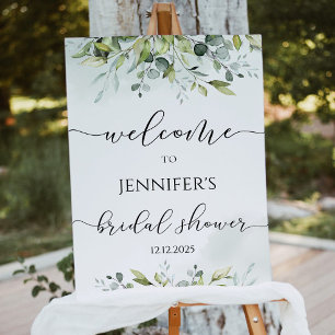 Greenery eucalyptus bridal shower welcome sign