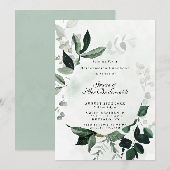 Greenery Eucalyptus Bridesmaids Luncheon Invites (Front/Back)
