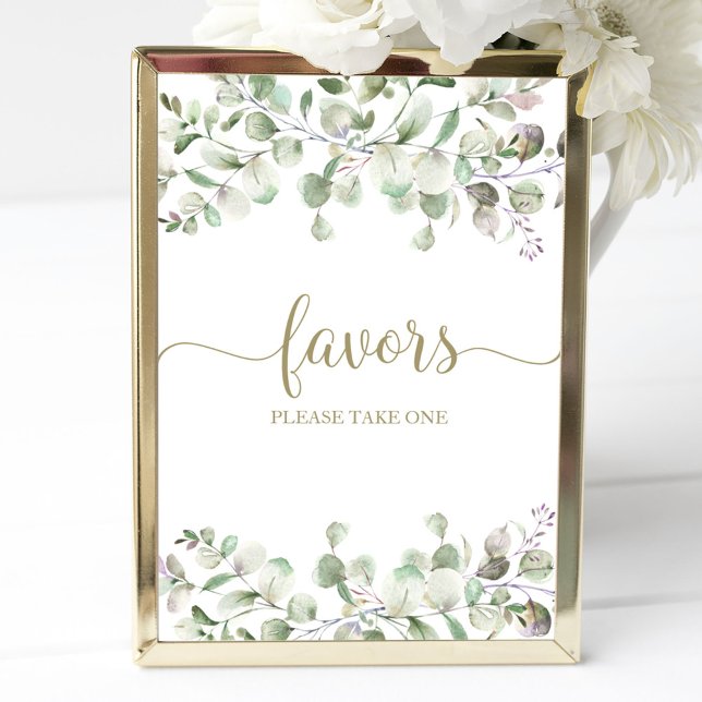 Greenery Eucalyptus Calligraphy Favors Sign (Creator Uploaded)