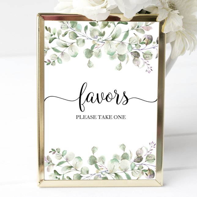 Greenery Eucalyptus Calligraphy Favours Sign (Creator Uploaded)