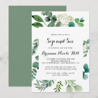 Greenery Eucalyptus Calligraphy Sip and See