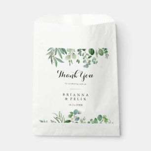 Greenery Eucalyptus Calligraphy Thank You Wedding Favour Bags