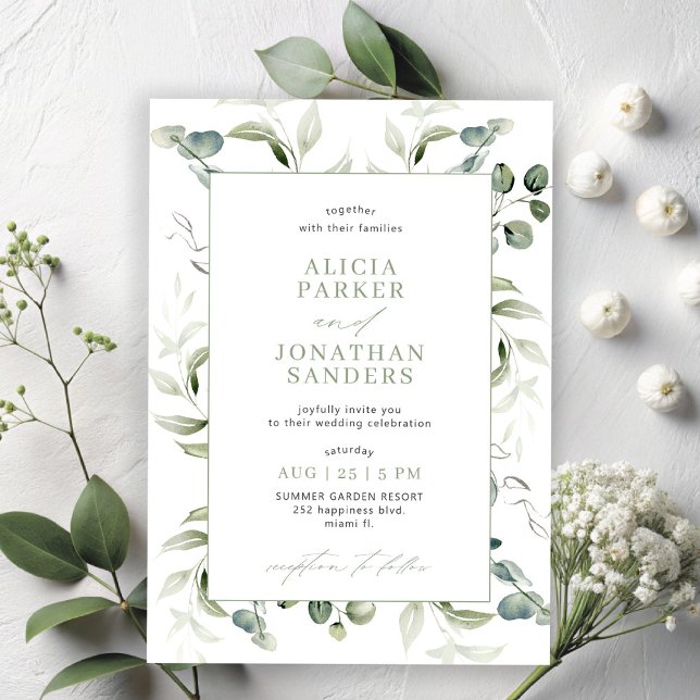 Greenery eucalyptus classy modern wedding  invitation (Creator Uploaded)