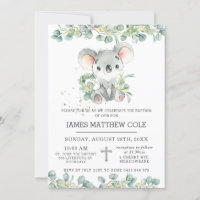 Greenery Eucalyptus Cute Koala Baptism Christening