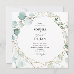 Greenery Eucalyptus Elegant Calligraphy Wedding Invitation