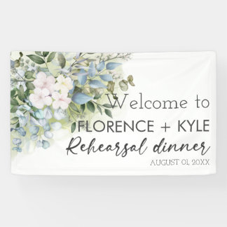 Greenery Eucalyptus Elegant Dusty Rehearsal Dinner Banner